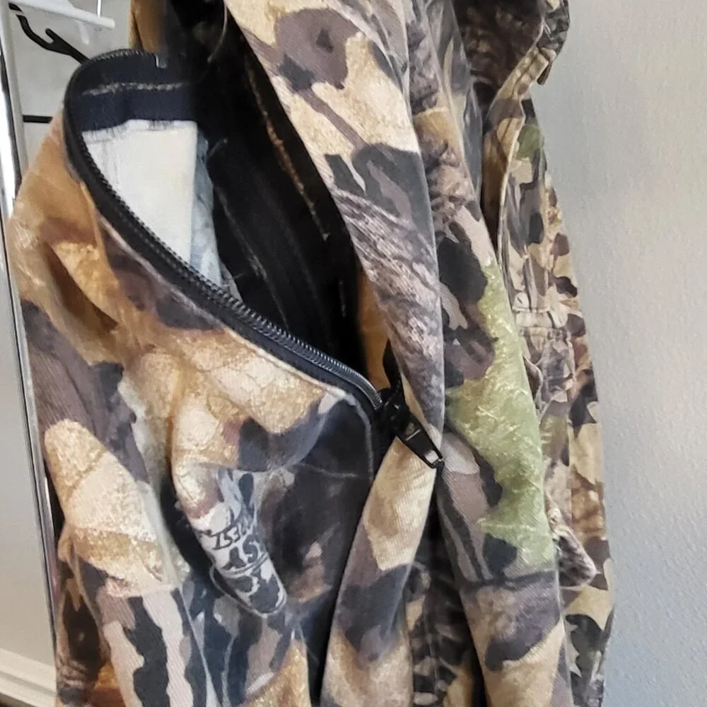 Mossy Oaks Forest Floor Shirt Camo XL Zip Off Sleeves Zipper Back Pocket